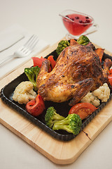 Image showing Roasted chicken with vegetables.