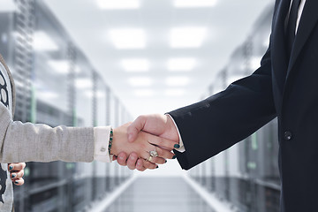 Image showing business man and woman handshake on  meeting