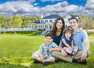 Image showing Happy Young Family With Children Outdoors In Front of Beautiful 