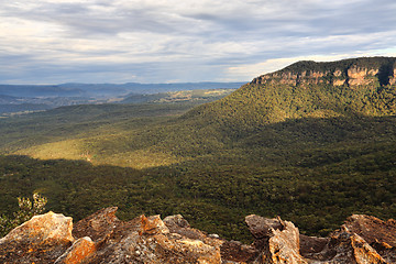 Image showing Morning light into the Megalong Valley Blue Mountains