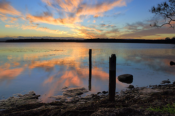 Image showing Sunset reflections