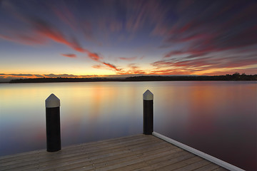 Image showing Serene sunset at Kikatinalong jetty Australia