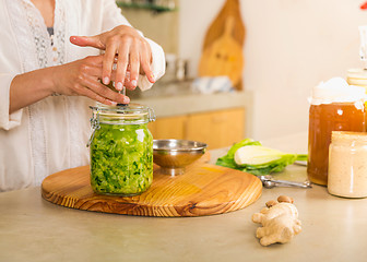 Image showing Jars of kimchi