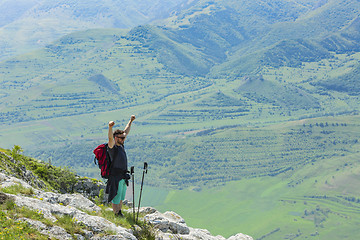 Image showing Happy Hiker in Mountains