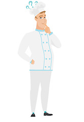Image showing Thinking chef cook with question marks.
