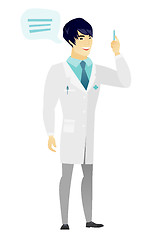 Image showing Young asian doctor with speech bubble.