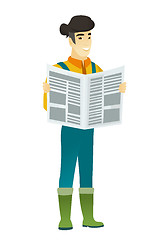 Image showing Farmer reading newspaper vector illustration