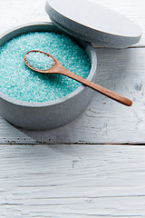 Image showing Salt for bath on table