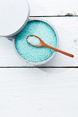 Image showing Jar of blue sea salt