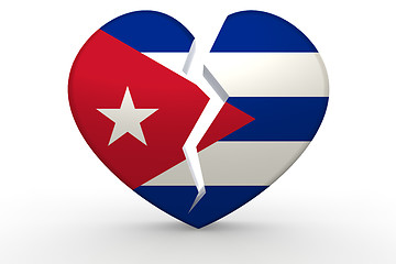 Image showing Broken white heart shape with Cuba flag
