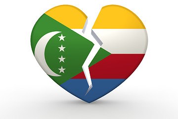 Image showing Broken white heart shape with Comoros flag