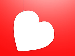 Image showing Heart shape hang with red background