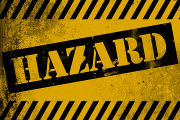 Image showing Hazard sign yellow with stripes