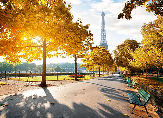 Image showing Sunny morning in Paris in autumn