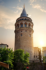 Image showing Galata Tower at sunset