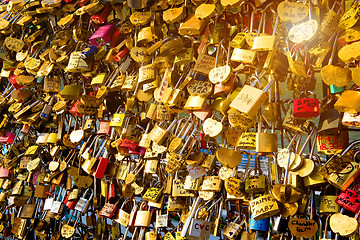 Image showing Locks of love on bridge