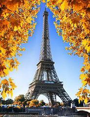 Image showing Eiffel Tower and nature in autumn