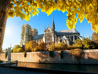 Image showing Famous Notre Dame in autumn