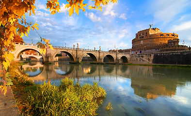 Image showing Italian bridge of Saint Angelo in autumn