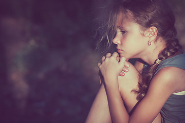 Image showing Portrait of sad little girl 