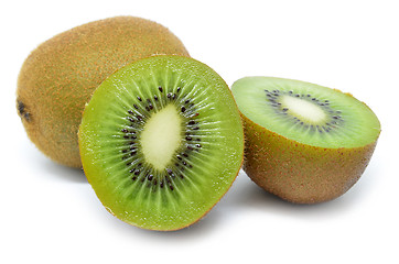 Image showing Kiwi fruit, half of kiwi isolated