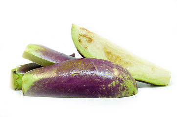 Image showing Half cut and sliced eggplant