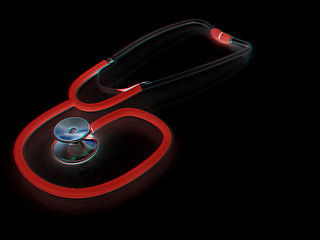 Image showing stethoscope. 3d illustration. Anaglyph. View with red/cyan glass