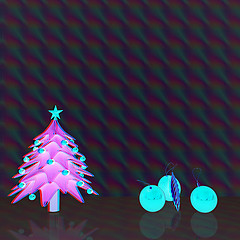 Image showing Christmas tree. 3d illustration. Anaglyph. View with red/cyan gl