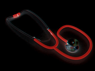 Image showing stethoscope. 3d illustration. Anaglyph. View with red/cyan glass