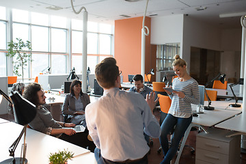 Image showing Young Business Team At A Meeting at modern office building