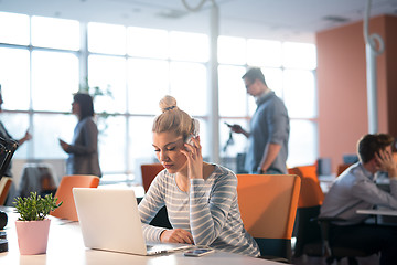 Image showing businesswoman using a laptop in startup office