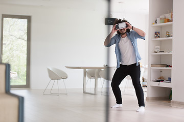 Image showing man using VR-headset glasses of virtual reality