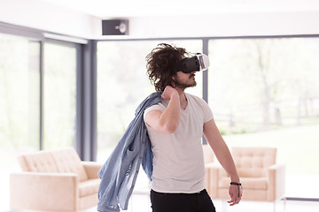 Image showing man using VR-headset glasses of virtual reality