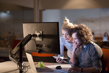 Image showing young designers in the night office