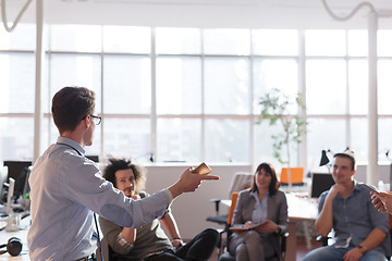 Image showing Young Business Team At A Meeting at modern office building