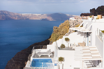 Image showing Aegean sea view with Volcanic nature, Greece, Santorini