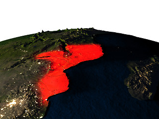 Image showing Mozambique from space at night