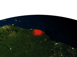 Image showing French Guiana from space at night