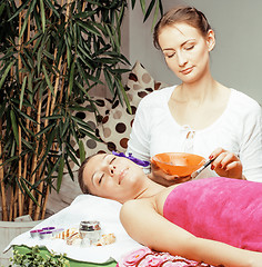 Image showing stock photo attractive lady getting spa treatment in salon, healthcare people concept 