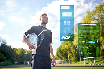 Image showing soccer player with ball on football field