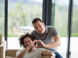 Image showing Gay Couple Love Home Concept