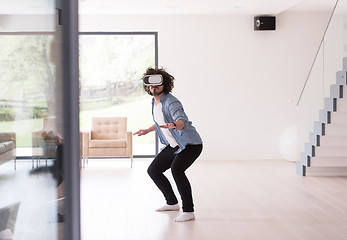 Image showing man using VR-headset glasses of virtual reality