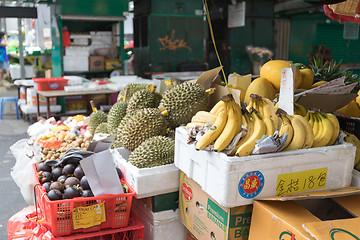 Image showing Durian and Bananas