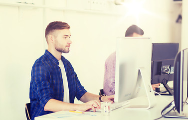 Image showing creative man or student with computer at office