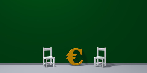 Image showing two chairs and euro symbol - 3d rendering