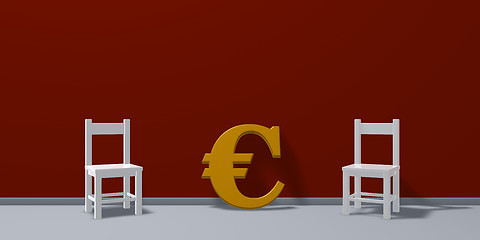 Image showing two chairs and euro symbol - 3d rendering