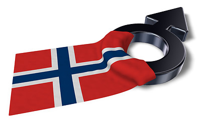 Image showing mars symbol and flag of norway - 3d rendering