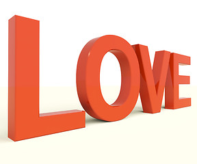 Image showing Love Word Showing Heart And Romance For Valentines