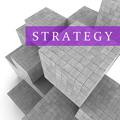 Image showing Strategy Blocks Shows Planning Solutions And Tactics 3d Renderin