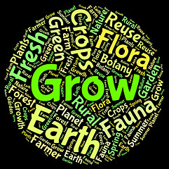 Image showing Grow Words Represents Cultivates Growth And Cultivation